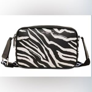 NWT Karl Lagerfeld Paris Maybelle Crossbody Bag Black/White with Shoulder Strap